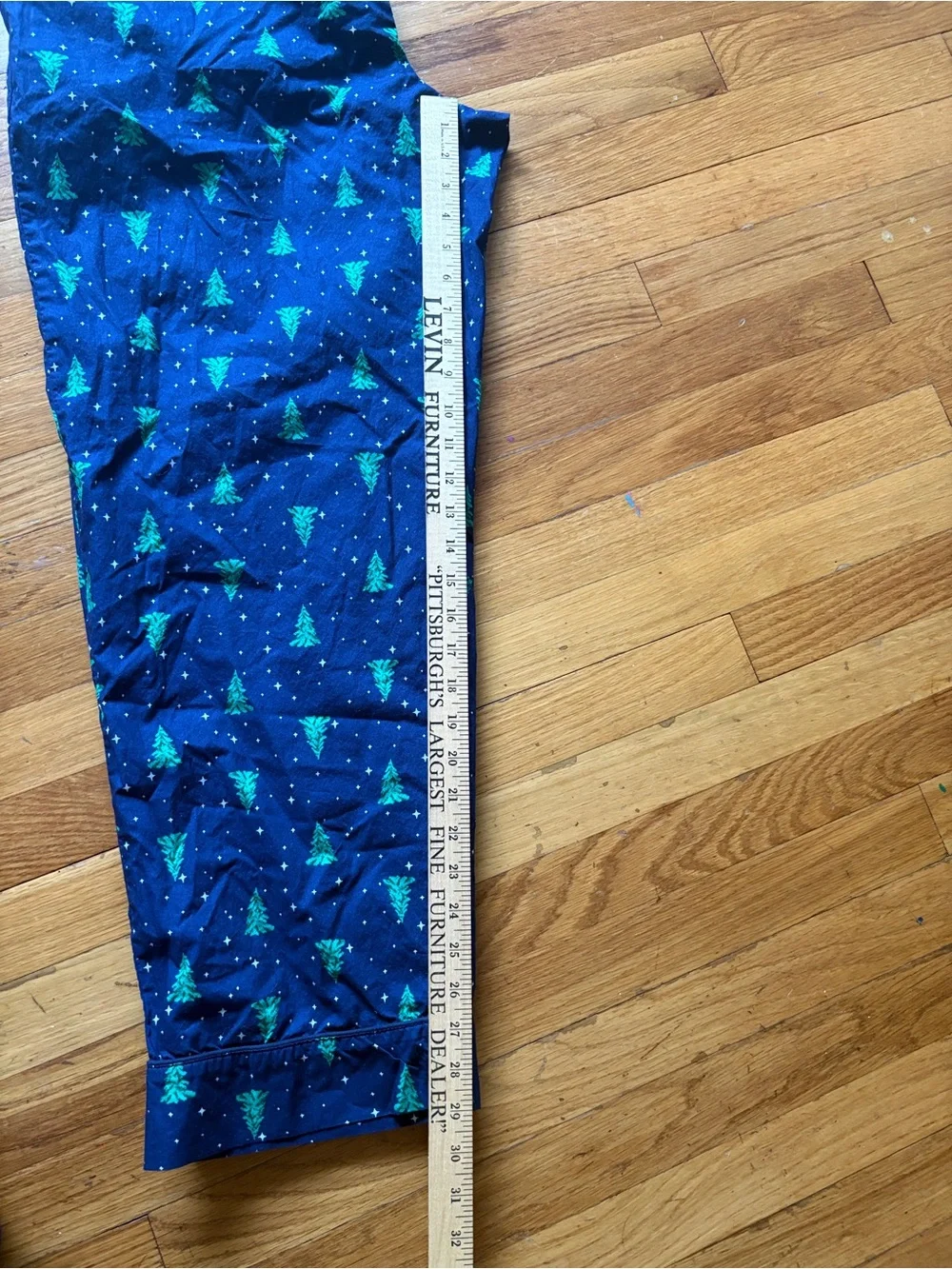 Lands End Pine Tree Lounge Pants Mens L 36-38 Blue Cotton Pajama Pants